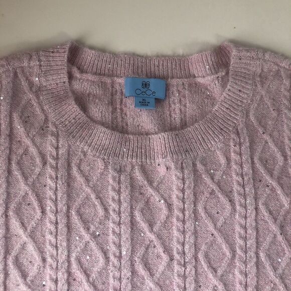 CeCe Women’s Pink Shimmer Sweater Size XL NWT - Picture 9 of 13